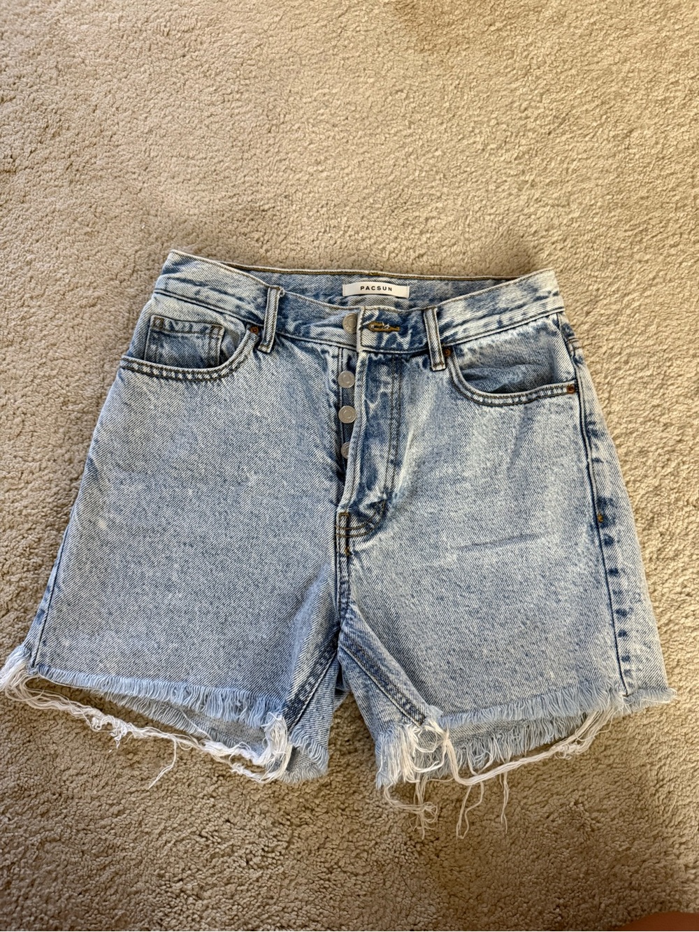 PacSun Light Wash High-Rise Button Fly Denim Shorts
